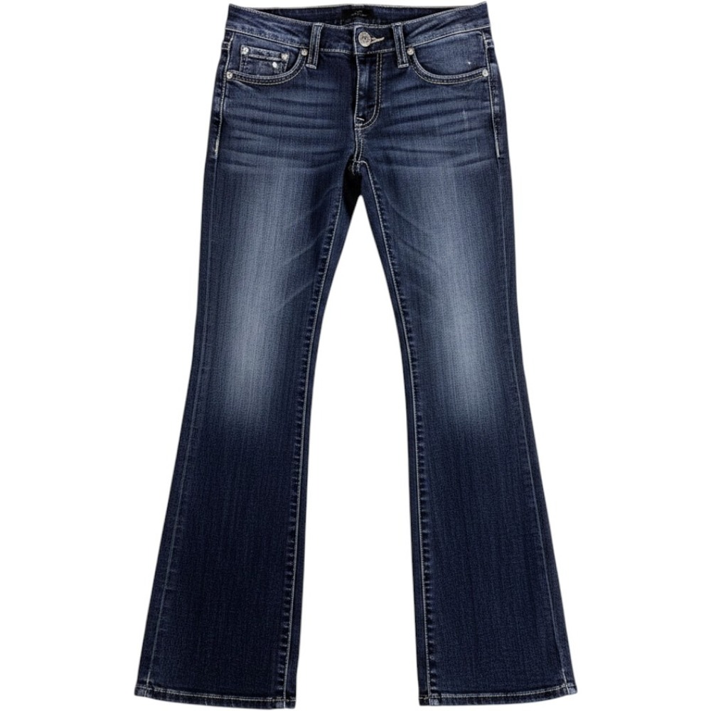 Daytrip Lynx Bootcut Jeans Womens 25L Dark Blue Denim Midrise Stretch Distressed